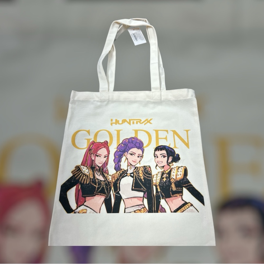 Golden K Pop Canvas Tote Bag - Cream